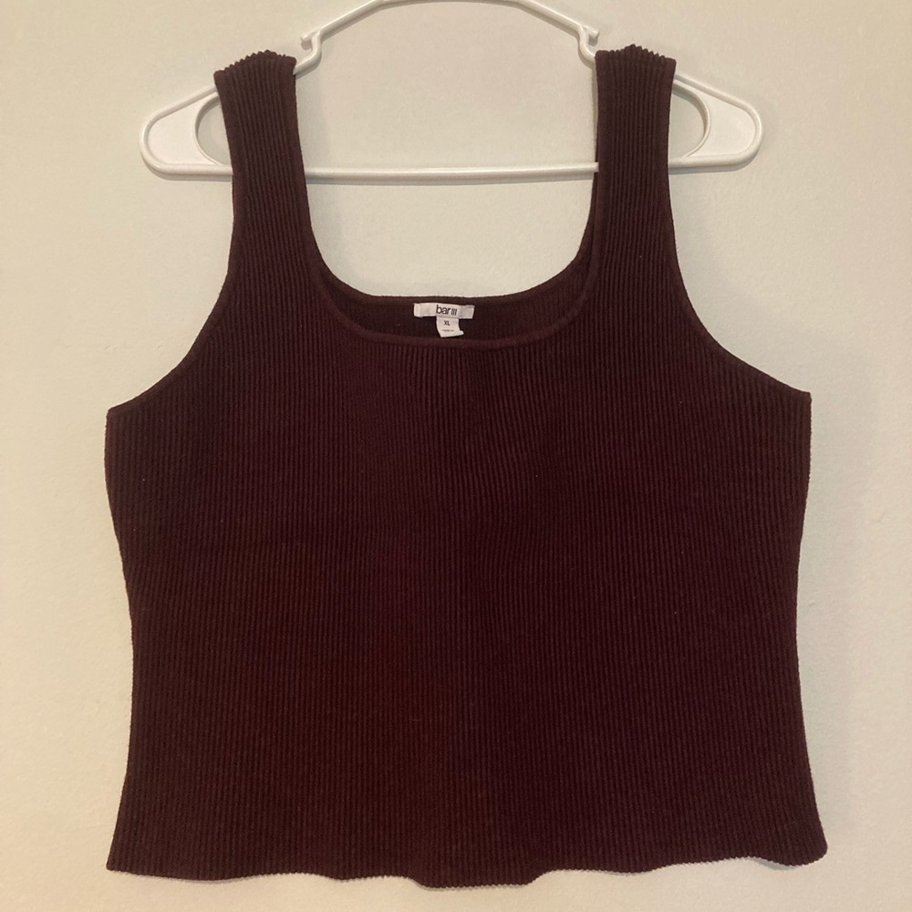 Bar III Deep Red Ribbed Tank Top
